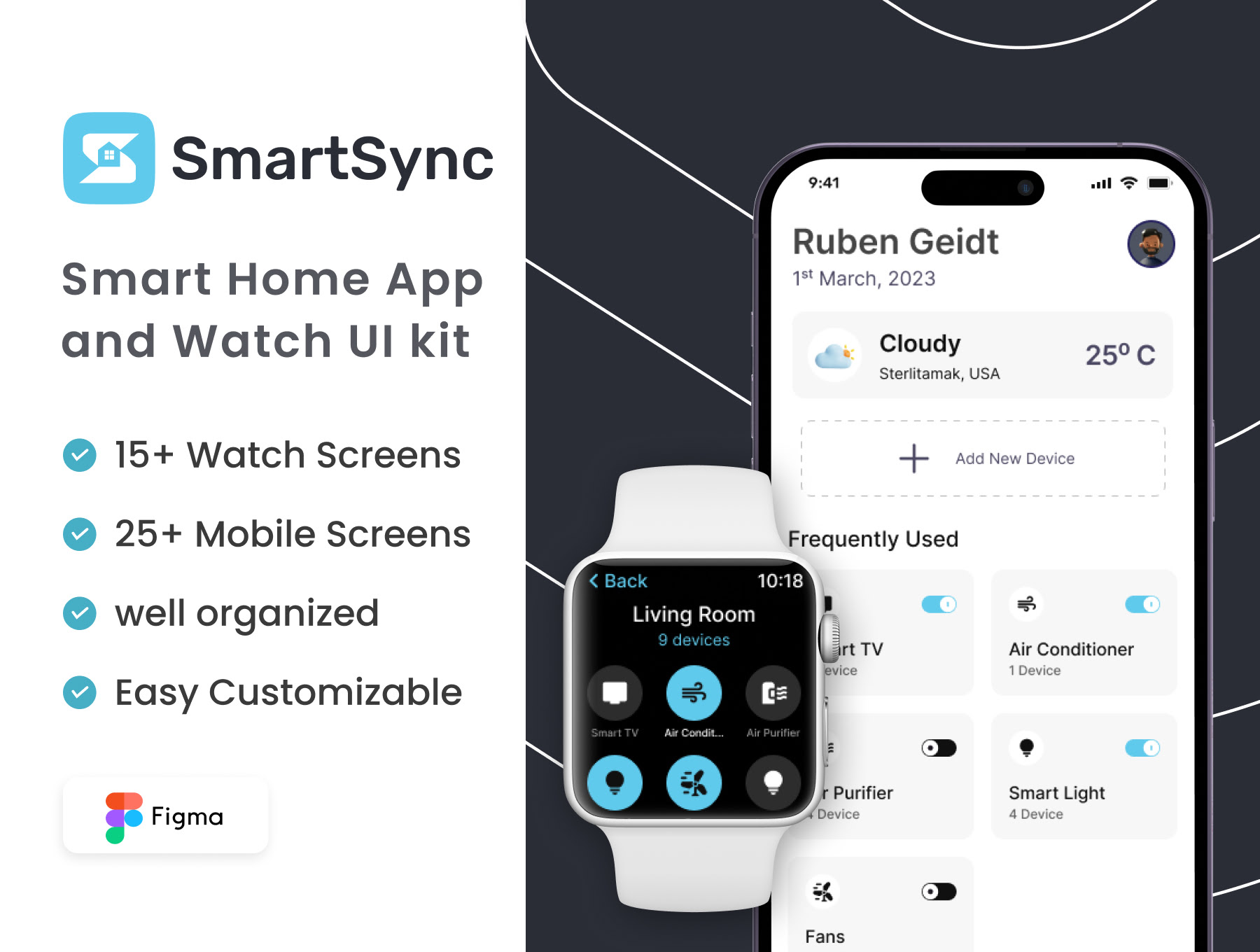 SmartSync应用UI套件 SmartSync App UI Kit figma格式-UI/UX-到位啦UI